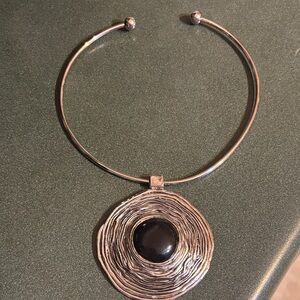 Elegant Silver and Black Pendant Necklace